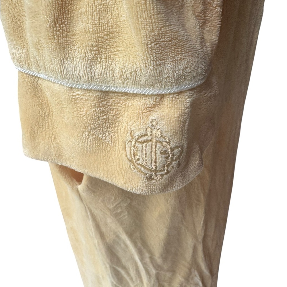 1980s Christian Dior Terrycloth Front Half Zip, Monogrammed, White Rope Trim Rob - Picture 4 of 7